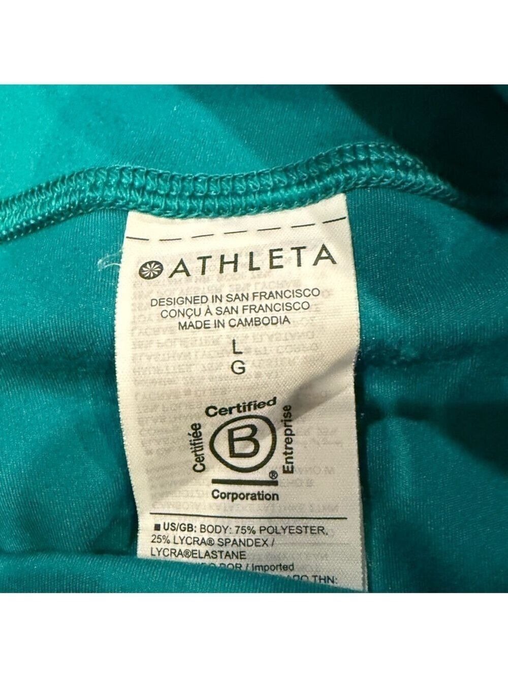 Athleta Salutation Leggings Stash Flare Teal Yoga Pants Pocket High Rise Large - Picture 5 of 11